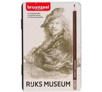 BRUYNZEEL & Rijksmuseum Set de 12 crayons graphites professionnels dans une boîte en étain pour dessiner et esquisser | Rembrandt van Rijn