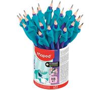 Maped – 22 crayons graphites avec guides-doigts amovibles matière soft bleu – Apprentissage écriture
