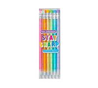 Crayons graphite non-taillables Ooly Stay Sharp n 2 - Mine de crayon rechargeable avec gomme - Couleurs arc-en-ciel - Lot de 6