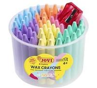 Jovi - Jumbo crayons de cire, boîte de 60 crayons épais et arrondis + taille-crayon, couleurs multiculturelles, super résistant, ne tache pas (980/60P)