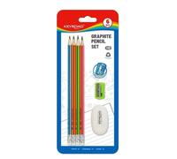 Crayons HB avec gomme et taille-crayon 6el