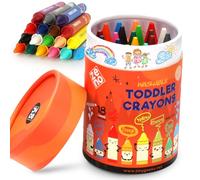 Crayons Jumbo 18 Couleurs pour Enfants - Non Toxiques - Faciles à Tenir | Cires Naturelles Douces pour la Peau, Se Lavent Facilement avec Eau et Savon, Coffret Pratique à Emporter - 18 Pcs