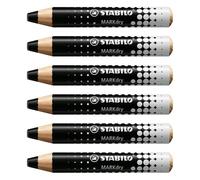 Crayons marqueur MARKdry - STABILO - Lot de 6 - Noir - Effaçable - Opaque