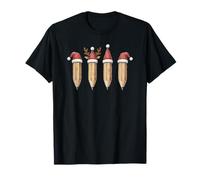 Crayons Mignons Chapeaux de Noël pour Professeur T-Shirt