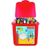 Crayons multi-surfaces - STABILO - woody 3in1 - 38 pièces - Mine XXL très pigmentée - Effaçable à l'humide