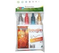 Crayons pour Bougie - Cire liquide - 30 ml - Or, Argent, Rouge - Set de 4 Crayons
