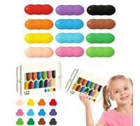 Crayons pour enfants - Crayons lavables pour enfants - Fournitures d'art de coloriage préscolaire, 12 couleurs en forme de pois faciles à prendre en main pour l'école, la salle de classe, les voyages