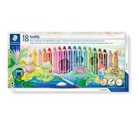 Staedtler Noris Junior – Crayons de cire aquarellables, étui 18 crayons + taille‑crayon 140 C18