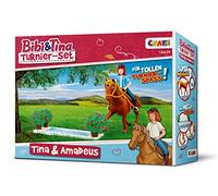 CRAZE Bibi & Tina Set Cheval Figurine Concours d'Obstacle Figurine de Jeu Tina & Amadeus Jouets Chevaux Figurine Animaux 14639