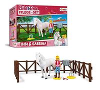 CRAZE Bibi & Tina Set Jouets Chevaux Bibi & Sabrina 1x Cheval Figurine 1x Figurine cavalière + Accessoires Ensemble Figurines Animaux Poney Jouet 14608