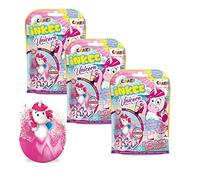 CRAZE INKEE 3 Set Boule de Bain Surprise Licorne Beach Bombe de Bain arôme Pop-Corn avec Surprise à l'intérieur Jouet Bain Bébé 1x Figurine Licorne Bain moussant Enfant, 38741