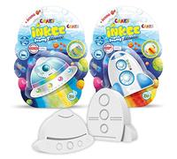 CRAZE INKEE FOAMY SPACE | Pack de 2 Bombes de Bain Enfant, Boule de bain en forme de Fusée & Soucoupe volante , parfum fraise