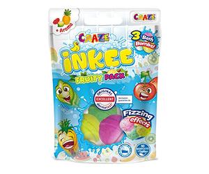 CRAZE INKEE Fruity Pack de 3 Boules de Bain fruitées Bombe de Bain effervescente colorées Bain moussant Enfant Arôme Cerise Ananas & Citron Vert Jouet Bain Bébé Boule de Bain 25871