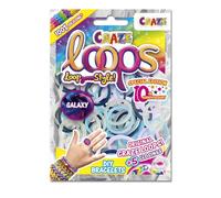 CRAZE loops BAG 100 - Lot de 100 élastiques et 5 fermoirs - Kit de bricolage pour enfants - En silicone doux pour la peau - Mélange de couleurs
