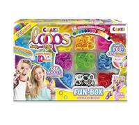 CRAZE loops Fun Box - Lot de 800 élastiques pour loom - Avec fermoirs et aide - Pour fabriquer soi-même des colliers, des bagues et des bracelets - Mélange de couleurs