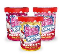 CRAZE Magic Slime Topping Hello Kitty - Set de 3 Pots de Pâte gluante Enfants Magic Kitty, en boîte de 3X 70 ML avec Paillettes & différentes Garnitures - sûr & sans résidus