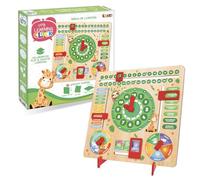 CRAZE My Learning Clock Animaux Langue Anglaise - Horloge éducative pour Enfants en Bois, Calendrier pour Apprendre aux Enfants, Tableau d'apprentissage Saisons