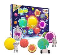 CRAZE INKEE SPACE | Set Boules de Bain enfant Planète du système solaire 5x Bombes de bain avec Jouets de bain et cartes éducatives
