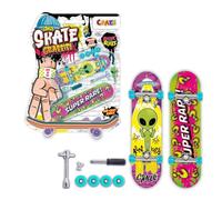Craze Skate - Pack de 2 Mini Skate Doigt - Designs Aléatoires Parmi 4 Modèles - Fingerboard Personnalisable avec Outils et Pièces