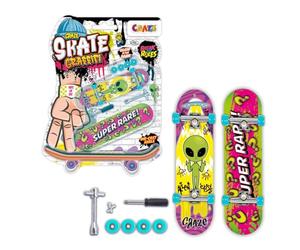 Craze Skate - Pack de 2 Mini Skate Doigt - Designs Aléatoires Parmi 4 Modèles - Fingerboard Personnalisable avec Outils et Pièces