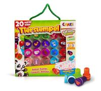 CRAZE Tampon enfant Animaux Coffret tampon encreur enfant Motif animalier 26 tampons enfants Set de tampons avec bloc de papier dans une malette pratique 17784