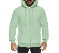 Crazy Age Veste en fourrure teddy pour homme et femme avec capuche - Veste polaire en peluche avec poches kangourou - Fermeture éclair, vert pomme, 8XL