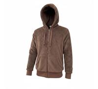 Crazy Age Veste en fourrure teddy pour homme et femme avec capuche - Veste polaire en peluche avec poches kangourou - Fermeture éclair, marron, 3XL