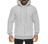 Crazy Age Veste en polaire avec capuche pour homme et femme - Veste en peluche avec poches en forme de kangourou - Fermeture éclair, gris clair, XL