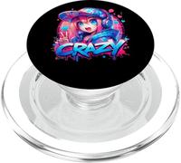 Crazy Anime Girl Casque Audio Peace PopSockets PopGrip pour MagSafe