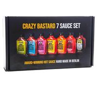 Crazy Bastard Coffret 7 sauces piquantes au piment (doux à extrêmement fort) – 7×100 ml
