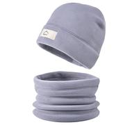 crazy bean Bonnet et Cache cou Enfant Polaire Ensemble Casquette Tour de cou Garcon Fille Chaud Épais Beanie Écharpe d'Hiver Gris