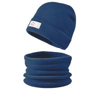 crazy bean Bonnet et Cache cou Enfant Polaire Ensemble Casquette Tour de cou Garcon Fille Chaud Épais Beanie Écharpe d'Hiver Bleu marine