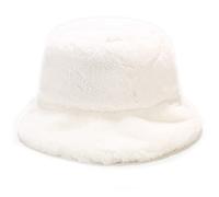 crazy bean Chapeau de Pêcheur Hiver Bob Femme Homme Fourrure Chaud Chapeaux Élégant de Soleil Chapeaux de Seau Pliable Casquette Cloche de Camping 56-58cm, Blanc
