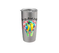 Crazy Bird Lady - Aquarelle perroquet Gobelet isotherme en acier inoxydable double paroi