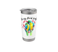 Crazy Bird Lady - Aquarelle perroquet Gobelet isotherme en acier inoxydable double paroi