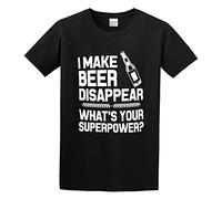 Crazy Bro'Si Make Beer Disappear Whats Your Superpower? Funny Unisex 100% Cotton Short-Sleeve T-Shirts Black S
