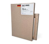 CRAZY CANVAS Lot de 2 toiles à peindre Raw Medium 80 x 120 cm sur châssis - Non apprêté, structure moyenne, aspect lin, 330 g/m² - Fournitures d'art de qualité supérieure