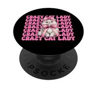 Crazy Cat Lady Chat Perse Fille Chat Maman Rose Coquette Bow PopSockets PopGrip Adhésif