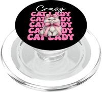 Crazy Cat Lady Chat Perse Fille Chat Maman Rose Coquette Bow PopSockets PopGrip pour MagSafe