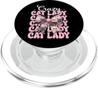 Crazy Cat Lady Chat Perse Fille Chat Maman Rose Coquette Bow PopSockets PopGrip pour MagSafe