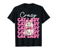 Crazy Cat Lady Chat Perse Fille Chat Maman Rose Coquette Bow T-Shirt