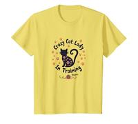Crazy Cat Lady dans Training Meow T-Shirt, Enfant, Citron, 3 Ans