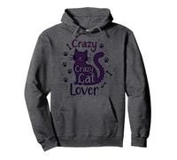 Crazy Cat Lover : Cadeau Amateur de félins ludiques Sweat à Capuche, Unisexe pour Adultes, Chiné Foncé, XL