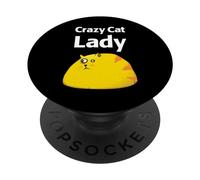 Crazy Cat Lover Lady Funny PopSockets PopGrip Adhésif