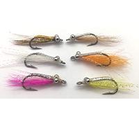 Crazy Charlie couleurs mélangées Pêche à la mouche mouches Basse Pike Lot de 8 Taille Lot de 6 Eau Salée Basse bonefishfly # xxx