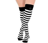 Crazy Chick® Chaussettes montantes au-dessus du genou pour fille Couleurs assorties Taille 37-39, noir et blanc, 32-34