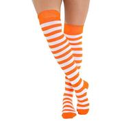 Crazy Chick Chaussettes montantes pour femme et fille Rayures rayées au-dessus du genou Couleurs assorties Taille 37-39, Orange & Blanc, taille unique