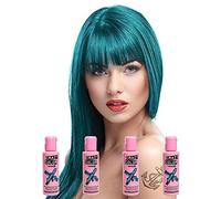 Crazy Colour Lot de 4 paquets de colorations semi-permanentes Bleu paon (4 x Bleu)