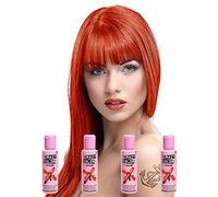 Crazy Colour Semi Permanent Hair Dye By Renbow Coral Red No.57 (100ml) Box of 4