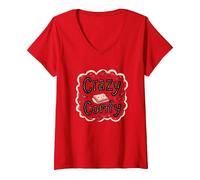 Crazy Comfy Freak in The Sheets Cozy Bedtime Humour T-Shirt avec Col en V, Femme, Rouge, XL